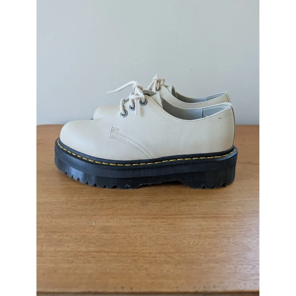 Dr. Martens‎ 8053 Quad Platform Pisa Leather Shoes Parchment Beige 30612 US 9 L